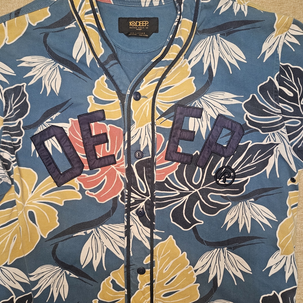 10.Deep Blue and Yellow Floral Men's Jersey - Picture 2 of 6